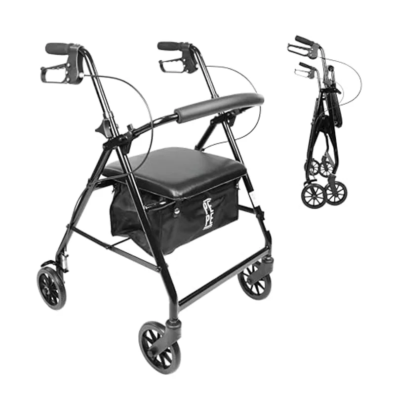 Andador Plegable 4 Ruedas Aluminio Anodizado