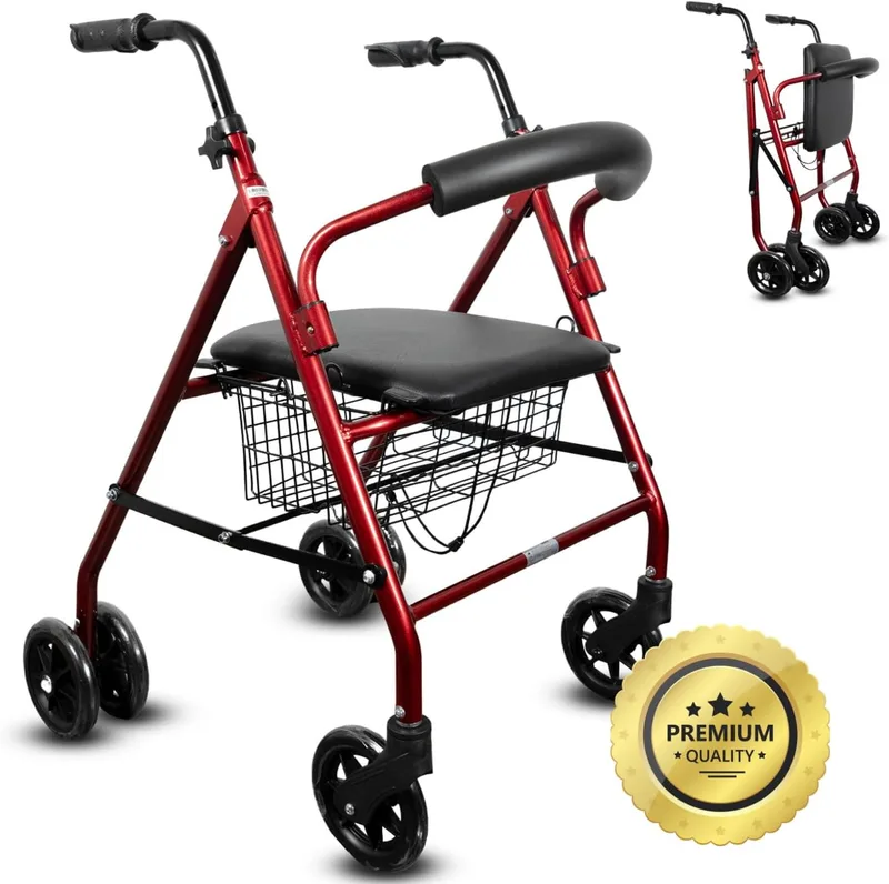 OrtoPrime Rollator 4 Ruedas con Freno por Presión