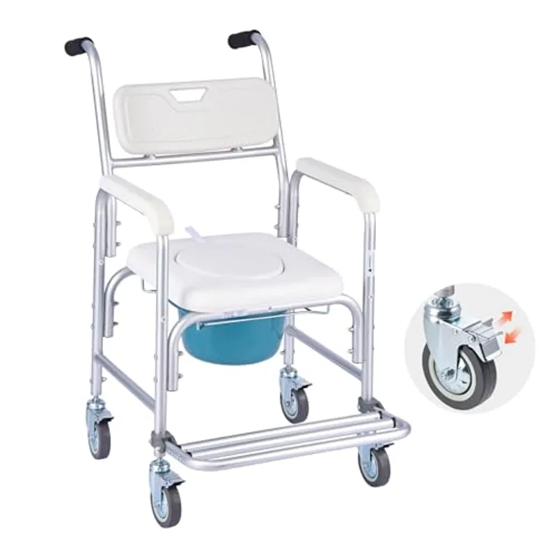 VEVOR silla de baño portátil con ruedas 4 en 1