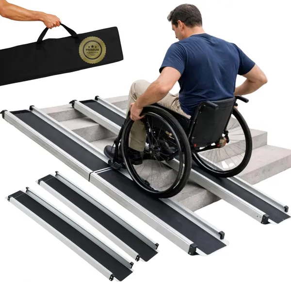 Par de rampas telescópicas extensibles antideslizantes para silla de ruedas