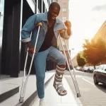 Caminar con muletas con un solo pie
